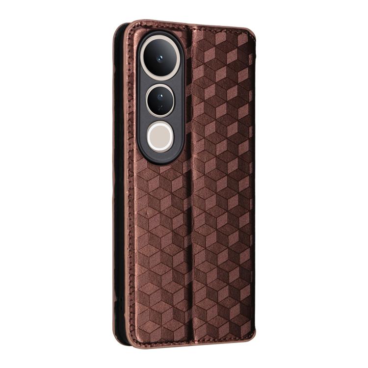 For vivo V50 Lite 5G Cubic Grid Texture Flip Leather Phone Case