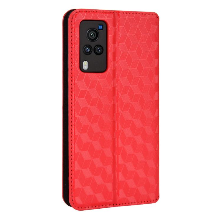 For vivo X60 Pro 5G / X60 5G Curved Cubic Grid Texture Flip Leather Phone Case