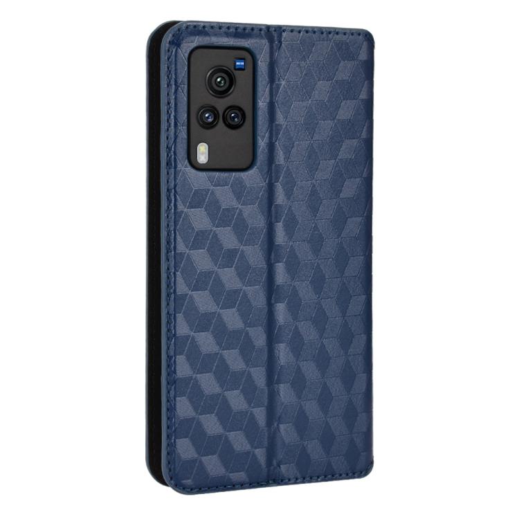 For vivo X60 Pro 5G / X60 5G Curved Cubic Grid Texture Flip Leather Phone Case