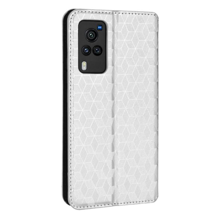 For vivo X60 Pro 5G / X60 5G Curved Cubic Grid Texture Flip Leather Phone Case
