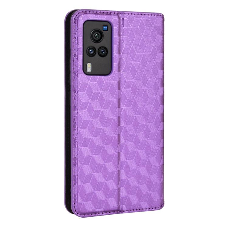 For vivo X60 Pro 5G / X60 5G Curved Cubic Grid Texture Flip Leather Phone Case