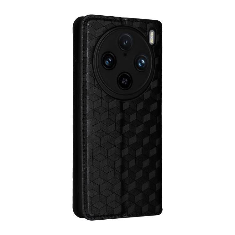 For vivo X100 Pro 5G Cubic Grid Texture Flip Leather Phone Case