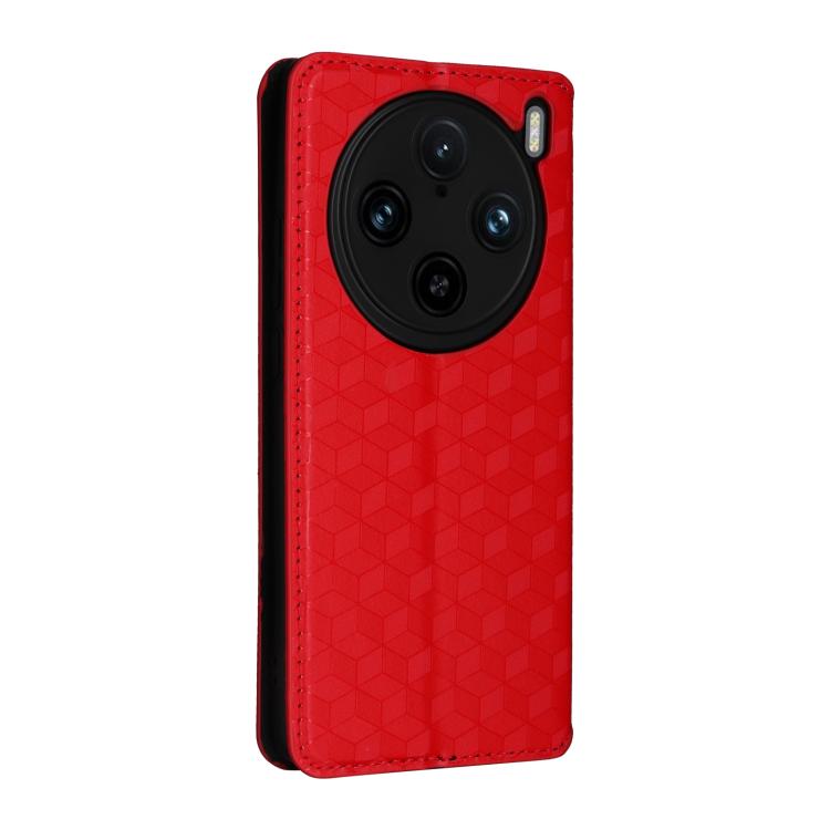 For vivo X100 Pro 5G Cubic Grid Texture Flip Leather Phone Case