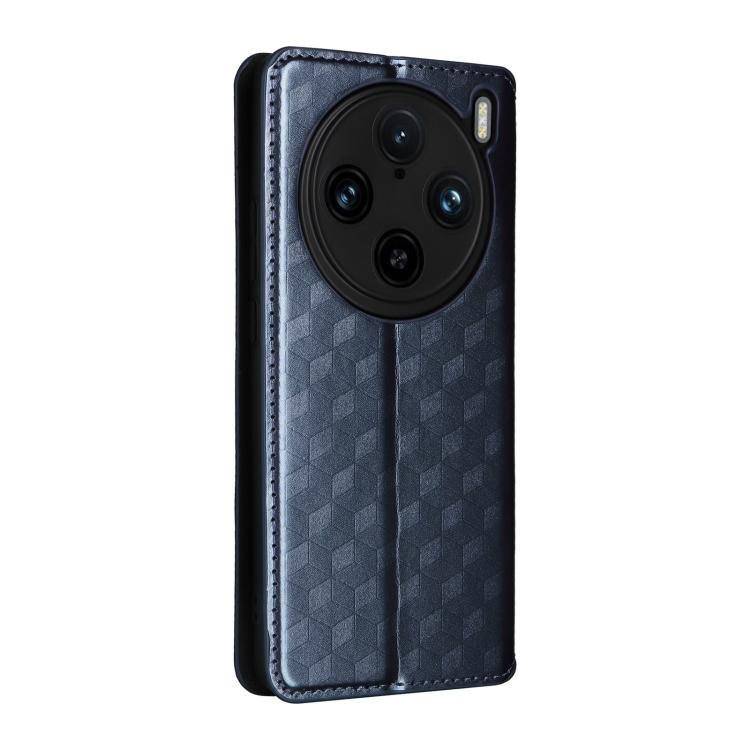 For vivo X100 Pro 5G Cubic Grid Texture Flip Leather Phone Case