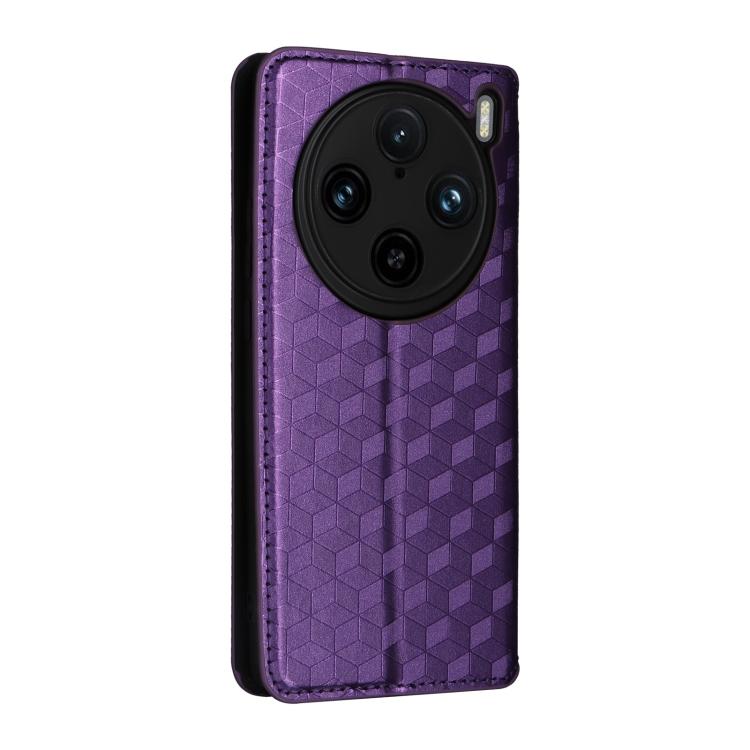 For vivo X100 Pro 5G Cubic Grid Texture Flip Leather Phone Case
