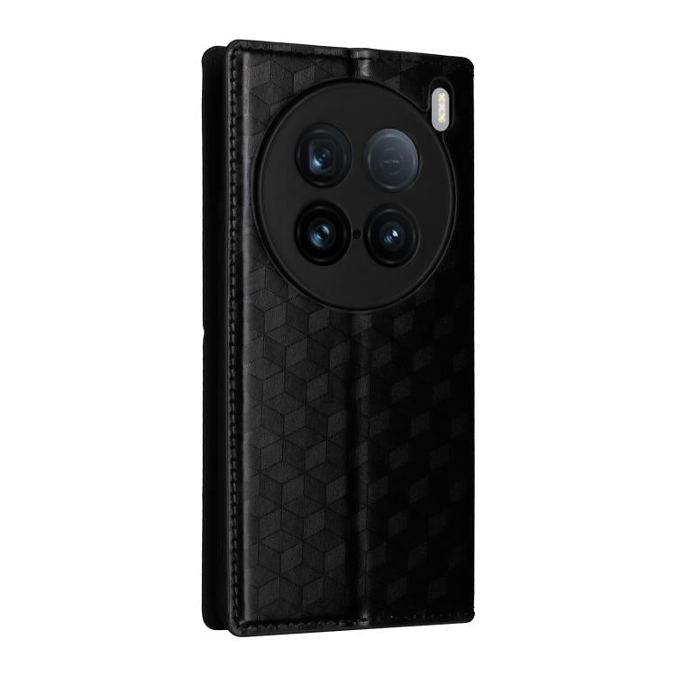 For vivo X100 Ultra 5G Cubic Grid Texture Flip Leather Phone Case