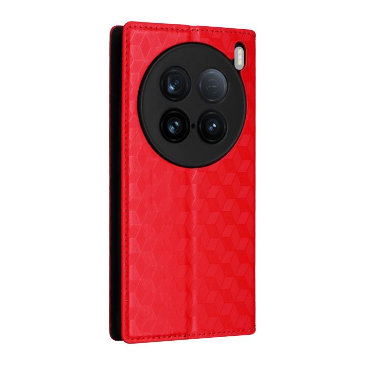 For vivo X100 Ultra 5G Cubic Grid Texture Flip Leather Phone Case