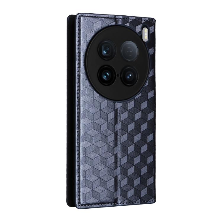 For vivo X100 Ultra 5G Cubic Grid Texture Flip Leather Phone Case