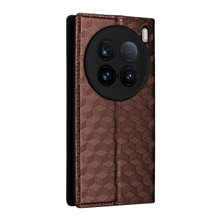 For vivo X100 Ultra 5G Cubic Grid Texture Flip Leather Phone Case