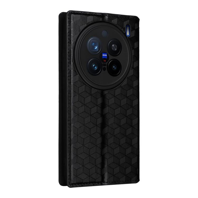 For vivo X200 Pro 5G Cubic Grid Texture Flip Leather Phone Case