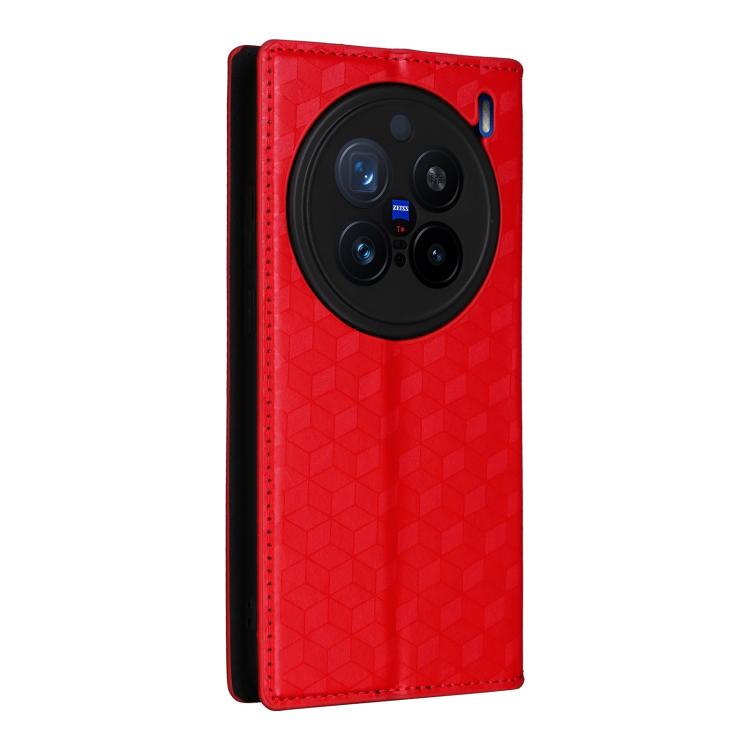 For vivo X200 Pro 5G Cubic Grid Texture Flip Leather Phone Case