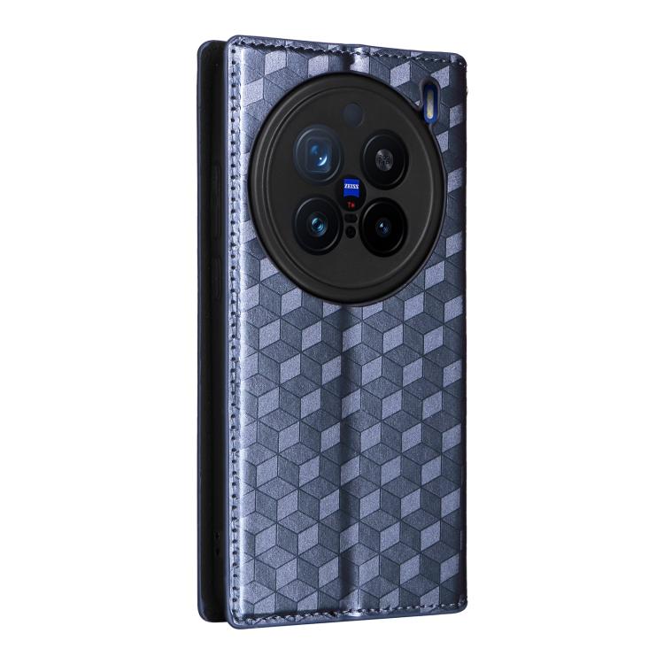 For vivo X200 Pro 5G Cubic Grid Texture Flip Leather Phone Case