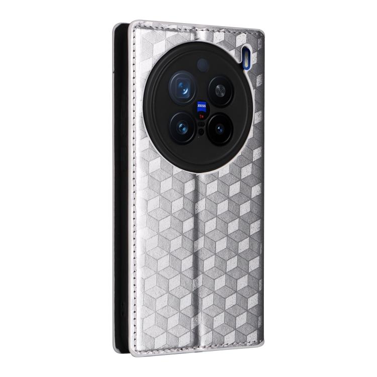For vivo X200 Pro 5G Cubic Grid Texture Flip Leather Phone Case