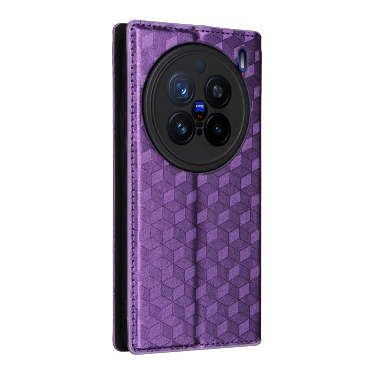 For vivo X200 Pro 5G Cubic Grid Texture Flip Leather Phone Case