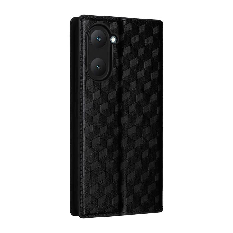 For vivo Y03 4G Cubic Grid Texture Flip Leather Phone Case
