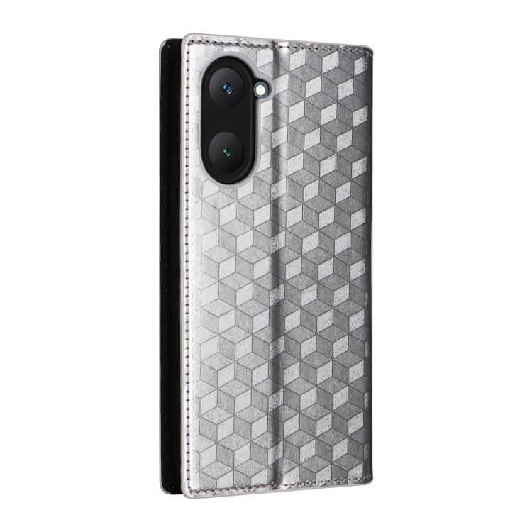 For vivo Y03 4G Cubic Grid Texture Flip Leather Phone Case