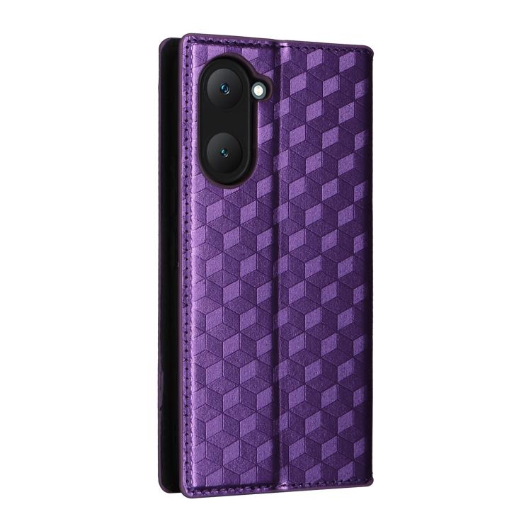 For vivo Y03 4G Cubic Grid Texture Flip Leather Phone Case