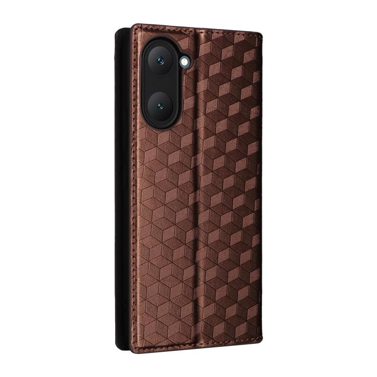 For vivo Y03 4G Cubic Grid Texture Flip Leather Phone Case