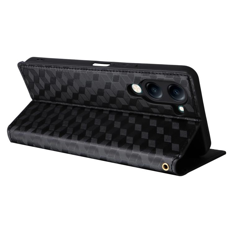 For vivo Y04 4G / Y29s 4G Cubic Grid Texture Flip Leather Phone Case
