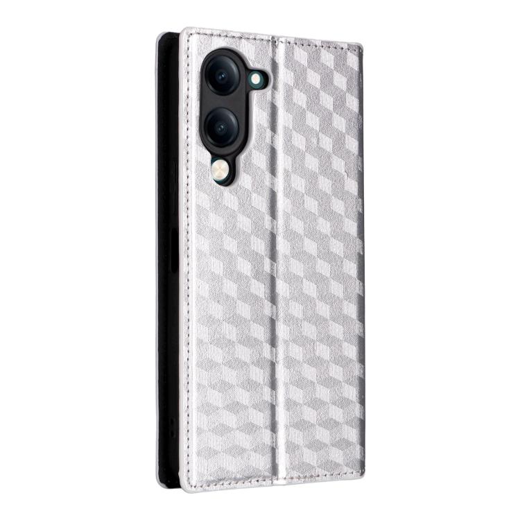 For vivo Y04 4G / Y29s 4G Cubic Grid Texture Flip Leather Phone Case