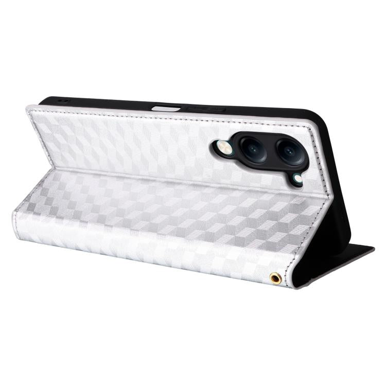 For vivo Y04 4G / Y29s 4G Cubic Grid Texture Flip Leather Phone Case