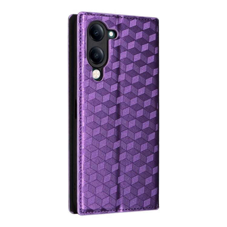 For vivo Y04 4G / Y29s 4G Cubic Grid Texture Flip Leather Phone Case