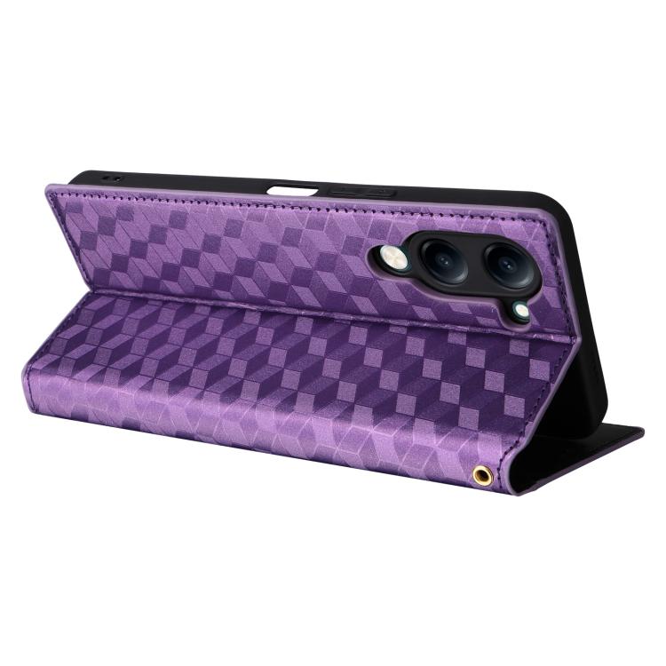For vivo Y04 4G / Y29s 4G Cubic Grid Texture Flip Leather Phone Case