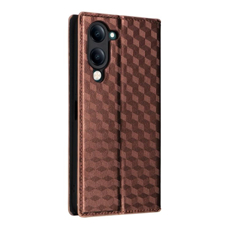 For vivo Y04 4G / Y29s 4G Cubic Grid Texture Flip Leather Phone Case