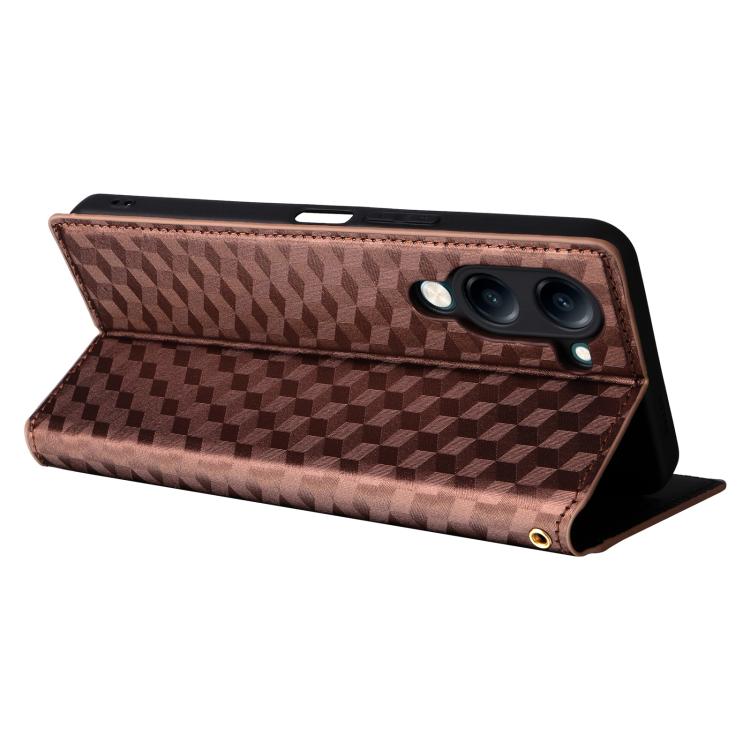 For vivo Y04 4G / Y29s 4G Cubic Grid Texture Flip Leather Phone Case
