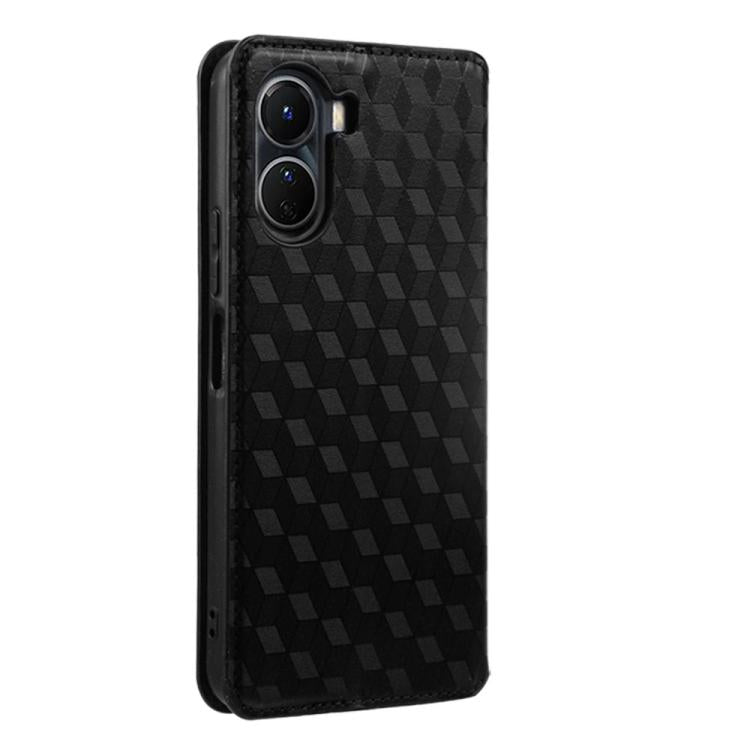 For vivo Y16 4G 2022 Cubic Grid Texture Flip Leather Phone Case