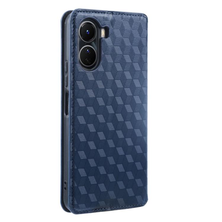 For vivo Y16 4G 2022 Cubic Grid Texture Flip Leather Phone Case