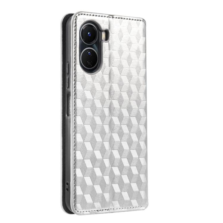 For vivo Y16 4G 2022 Cubic Grid Texture Flip Leather Phone Case