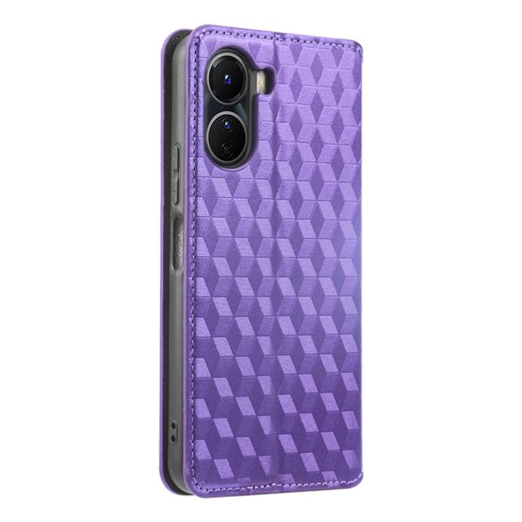 For vivo Y16 4G 2022 Cubic Grid Texture Flip Leather Phone Case