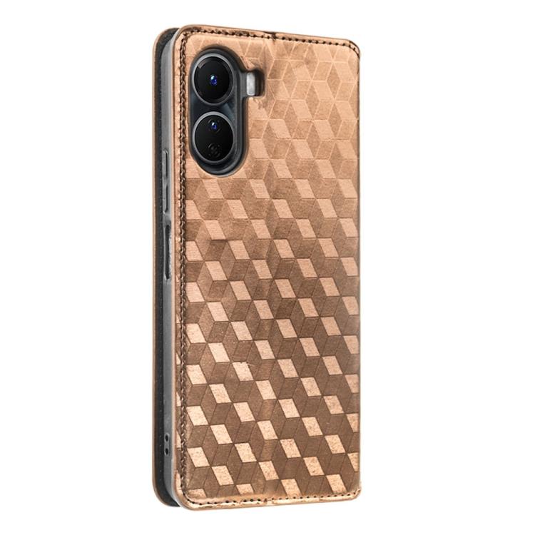 For vivo Y16 4G 2022 Cubic Grid Texture Flip Leather Phone Case