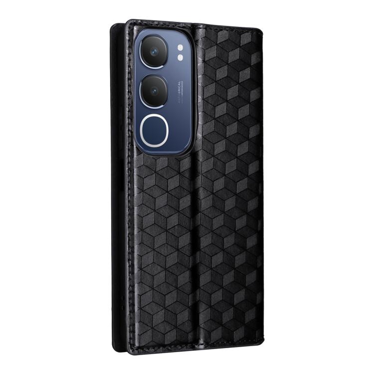 For vivo Y19s 4G Cubic Grid Texture Flip Leather Phone Case