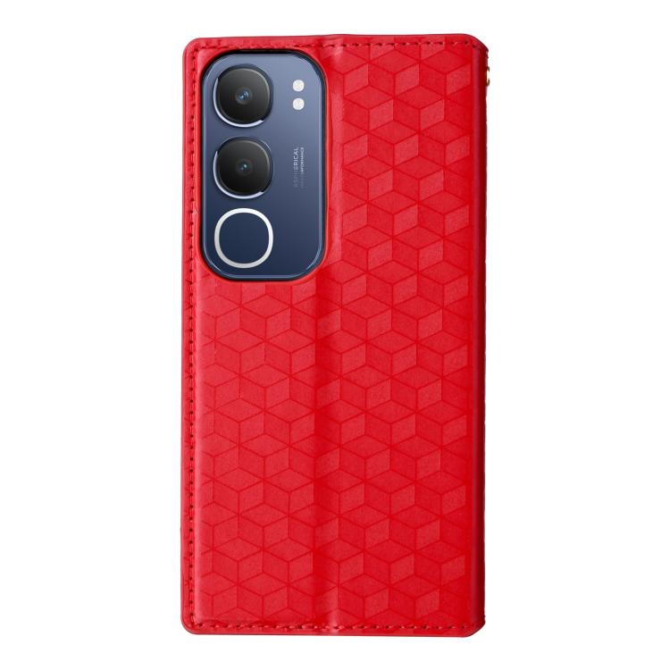 For vivo Y19s 4G Cubic Grid Texture Flip Leather Phone Case