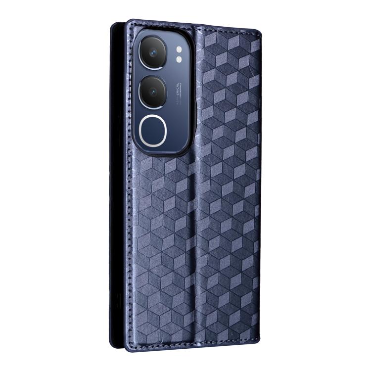 For vivo Y19s 4G Cubic Grid Texture Flip Leather Phone Case