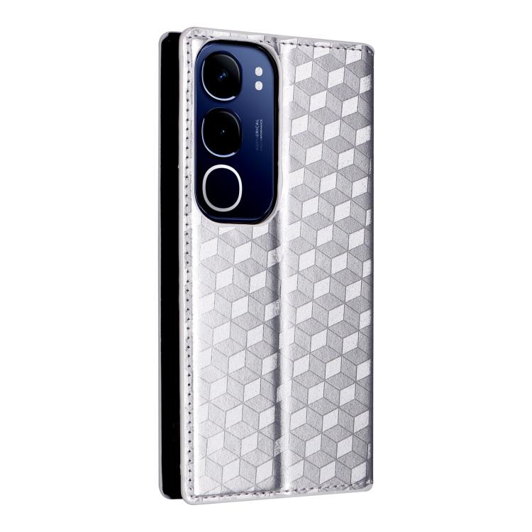 For vivo Y19s 4G Cubic Grid Texture Flip Leather Phone Case