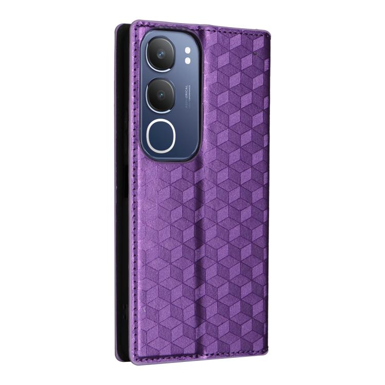 For vivo Y19s 4G Cubic Grid Texture Flip Leather Phone Case