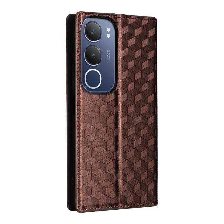 For vivo Y19s 4G Cubic Grid Texture Flip Leather Phone Case