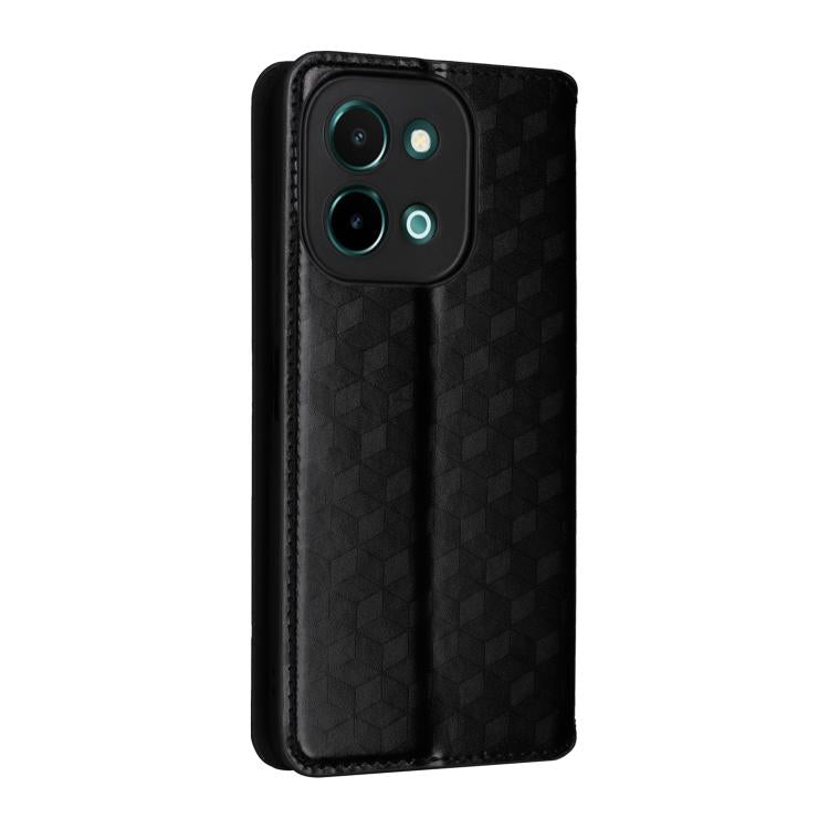 For vivo Y28 4G Cubic Grid Texture Flip Leather Phone Case