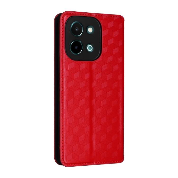 For vivo Y28 4G Cubic Grid Texture Flip Leather Phone Case