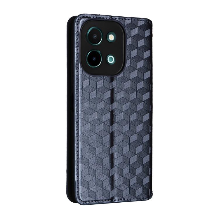 For vivo Y28 4G Cubic Grid Texture Flip Leather Phone Case