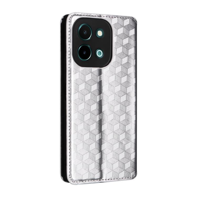 For vivo Y28 4G Cubic Grid Texture Flip Leather Phone Case