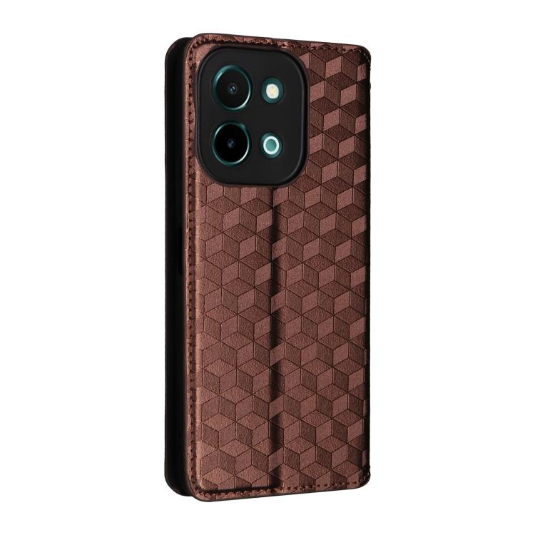 For vivo Y28 4G Cubic Grid Texture Flip Leather Phone Case