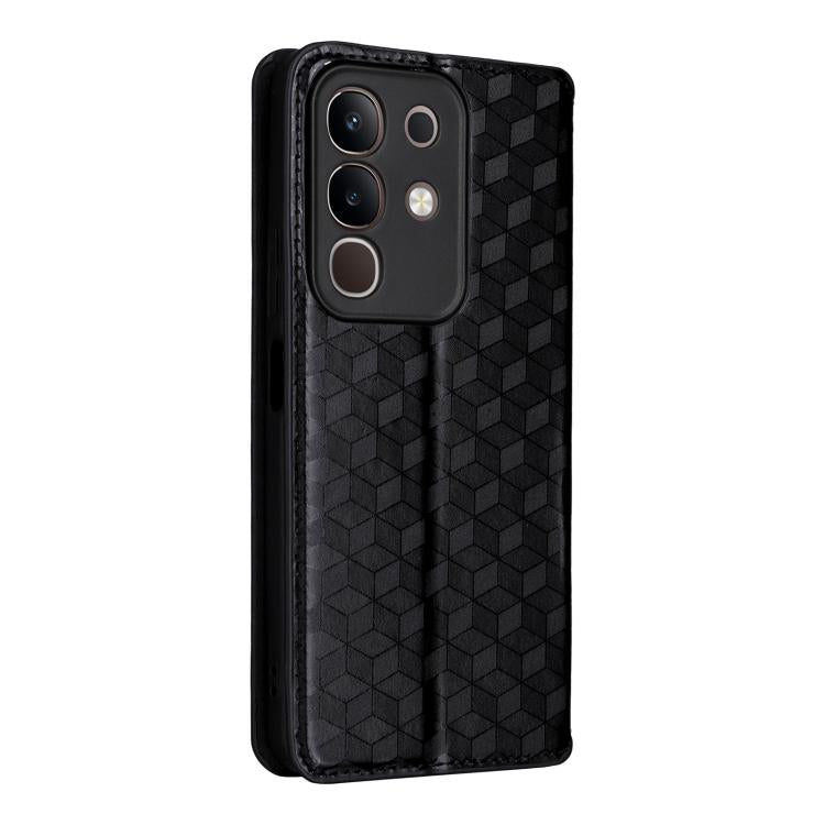 For vivo Y29 4G / T4X 5G Cubic Grid Texture Flip Leather Phone Case