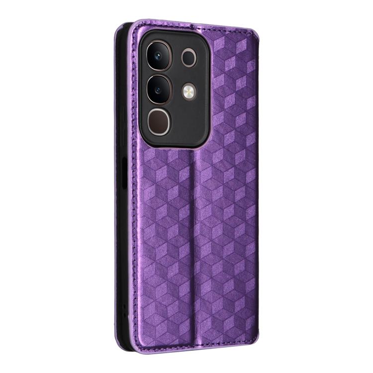 For vivo Y29 4G / T4X 5G Cubic Grid Texture Flip Leather Phone Case
