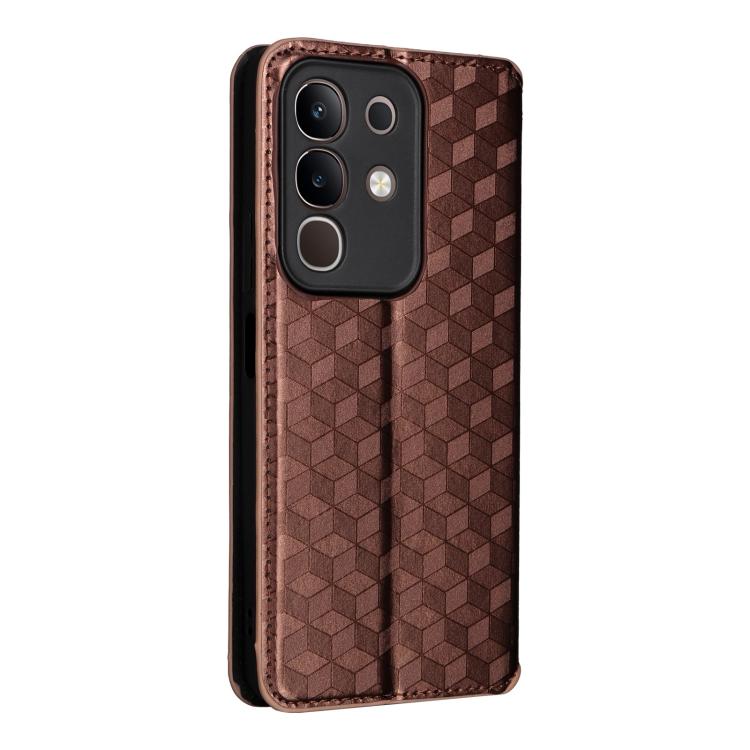 For vivo Y29 4G / T4X 5G Cubic Grid Texture Flip Leather Phone Case