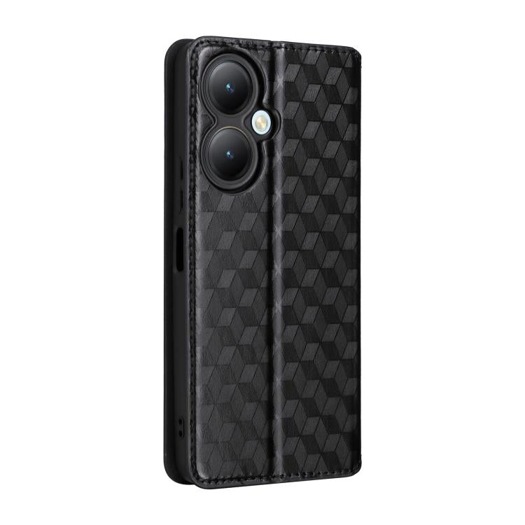 For vivo Y35+ 5G / Y35M+ 5G Cubic Grid Texture Flip Leather Phone Case