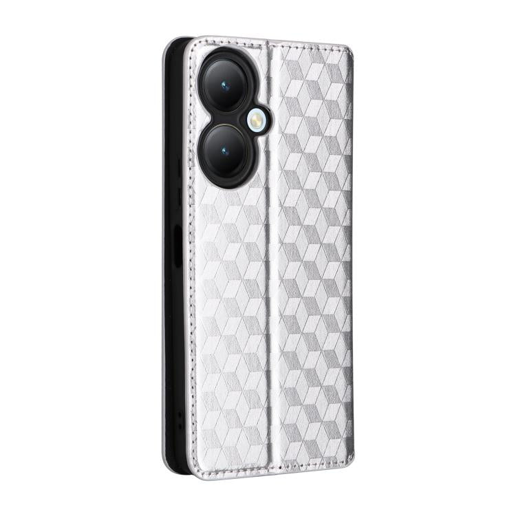 For vivo Y35+ 5G / Y35M+ 5G Cubic Grid Texture Flip Leather Phone Case